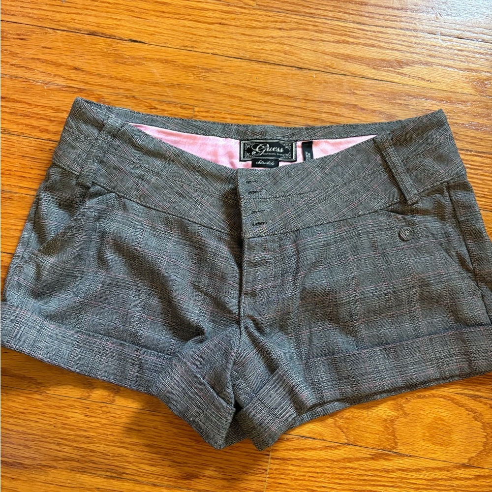 Guess Women's Gray Plaid Shorts
